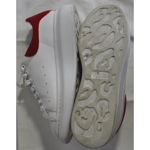 344 - 2 PAIR ALEXANDER MCQUEEN SNEAKERS: BLACK LARRY (SIZE 38.5) & WHITE/RED ALEX OVERSIZE (SIZE 8/420... 