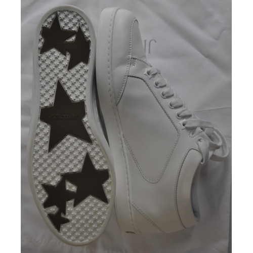 355 - PAIR WHITE JIMMY CHOO CALF LEATHER 'MIAMI' SNEAKERS (SIZE 4/37) - POSSIBLY BEEN WORN (A85)