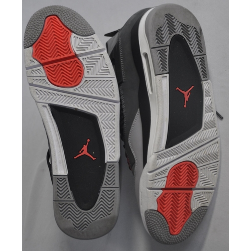 356 - PAIR AIR JORDAN 4 RETRO DARK GREY/INFRARED 23 - BLACK SNEAKERS (SIZE UK9/44) - BOXED - MARKS TO BOTT... 