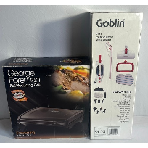 373 - GOLBLIN 9in1 MULTIFUNCTIONAL STEAM CLEANER  AND GEORGE FOREMAN 7 PARTITION FAT REDUCING GRILL (C8,C2... 