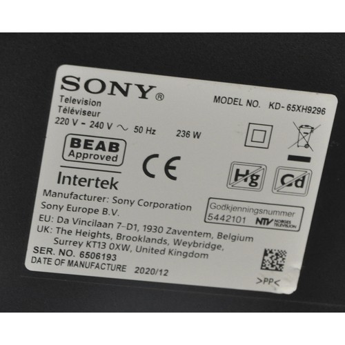 382 - WITHDRAWN SONY 65' ULTRA HD (4K) TV MODEL KD-65XH9296 WITH REMOTE CONTROL... 