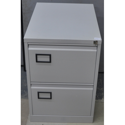 397 - GREY 2-DRAWER FILING CABINET WITH HANGING FILES