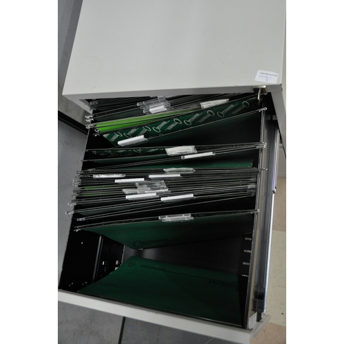 397 - GREY 2-DRAWER FILING CABINET WITH HANGING FILES