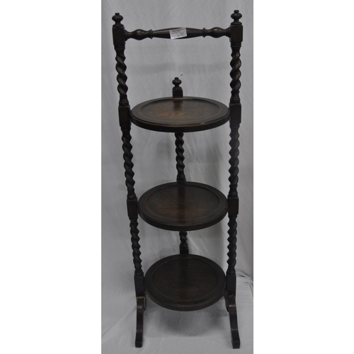 297 - 3 TIER CAKE STAND (FOOT REPAIRED) & PLANT STAND WITH TWIST DESIGN