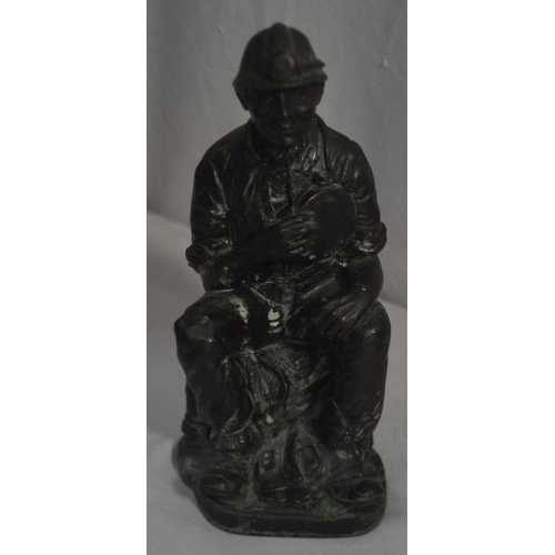 299 - QUANTITY OF COAL MINING ORNAMENTS - FIGURINE, LAMP, COLLIERY TOKEN (TOWER COLLIERY)