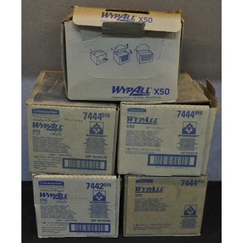 6 - 5 BOXES OF WYPALL CLEANING CLOTHS (6 PACKS OF 50 PER BOX)