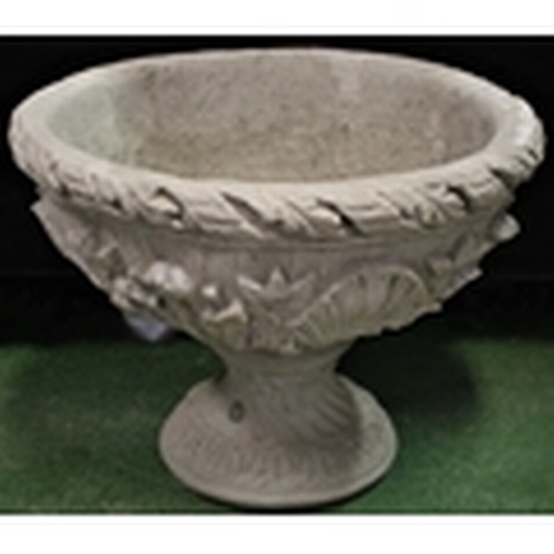 7 - LARGE STONEWORK URN DECORATED WITH ACANTHUS LEAVES (IN 2 PIECES) WITH OPTION OF LOT 8