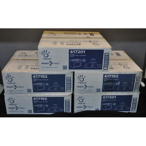 24 - 5 BOXES OF 6 READY TABLE ANTIBACTERIAL DISPENSERS - VARIOUS COLOURS