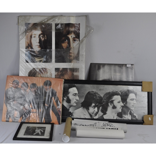 37 - VARIOUS POSTERS AND PRINTS INCLUDING BEATLES, ROLLING STONES