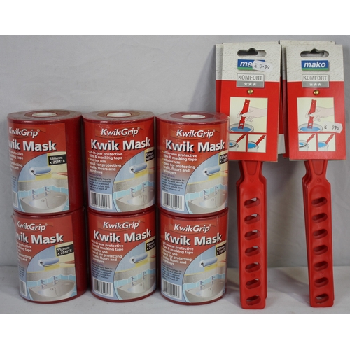 46 - 6 X KWIK GRIP FILM AND MASKING TAPE AND 6 MAKO PAINT STIRRERS