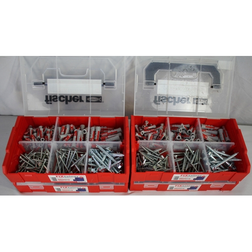 70 - 4 STACKABLE CONTAINERS OF FISCHER SCREWS AND PLUGS