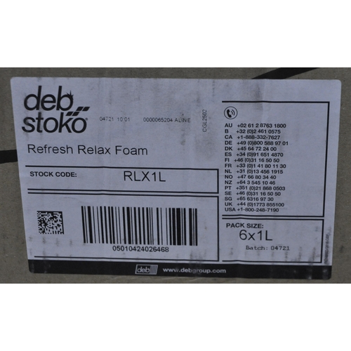 131 - 3 BOXES (6 x 1L PER BOX) DEB STOKE REFRESH RELAX FOAM