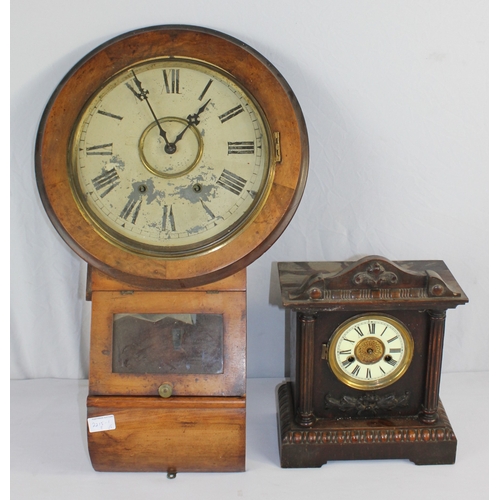 138 - 2 CLOCKS IN NEED OF REPAIR - WALL CLOCK AND MANTLE CLOCK