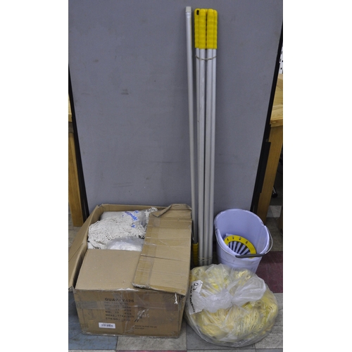 141 - QUANTITY OF MOP HEADS, MOP HANDLES AND BUCKET