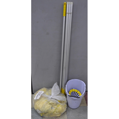 141 - QUANTITY OF MOP HEADS, MOP HANDLES AND BUCKET