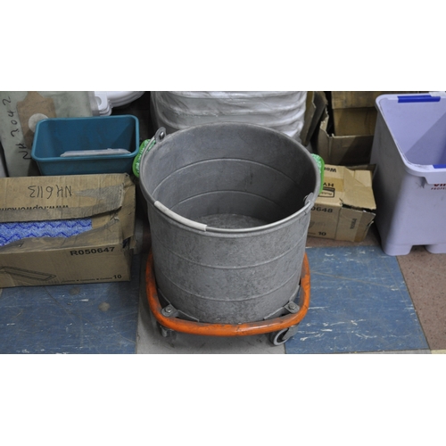 16 - 3 LAUNDRY BASKETS, QUANTITY OF BOWLS, SWING BIN LIDS, MOP BUCKETS AND CLEANING ACCESSORIES