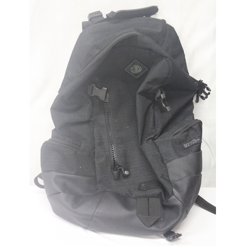 39 - RUCKSACK CONTAINING CAMERA EQUIPMENT INCLUDING FLASH, 3 OTHER RUCKSACKS AND HANGING ORGANISER