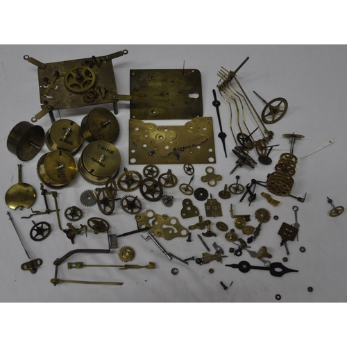 BOX OF BRASS CLOCK PARTS