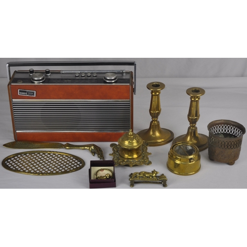 11 - MISCELLANEOUS BRASSWARE AND ROBERTS RADIO