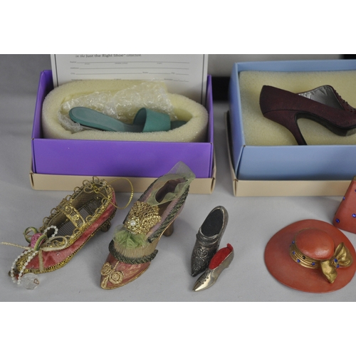 13 - VARIOUS SHOE ORNAMENTS, PICTURE AND PLATE