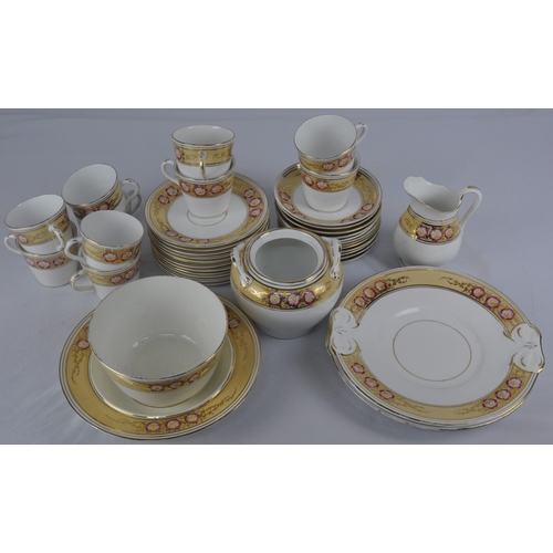 15 - TEA SET WITH GILT AND FLORAL RIM