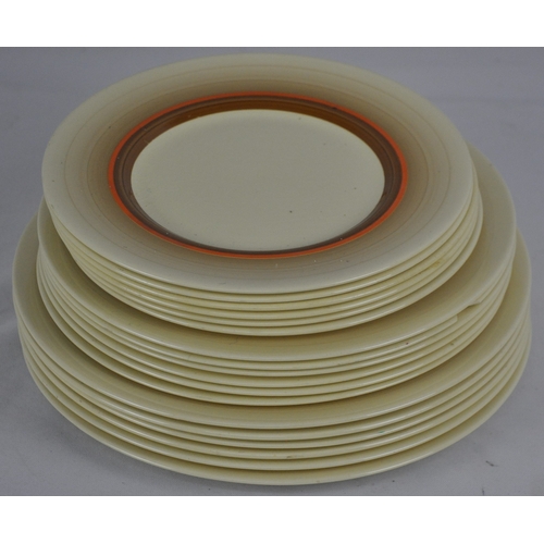 17 - ART DECO STYLE PART DINNER SERVICE BY MYATT, SON & CO INCLUDING TUREENS AND MEAT PLATES