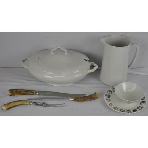 18 - VARIOUS ITEMS DINNERWARE INCLUDING TUREENS, PLATES, QUANTOCK DESIGN CHEESE PLATE AND COVER