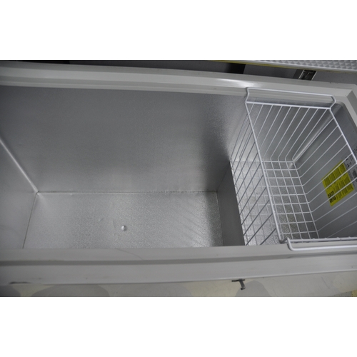 25 - LARGE WHITE CHEST FREEZER WITH STAINLESS STEEL SURFACE