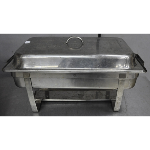 32 - 3 CHAFING DISHES / HOT FOOD TRAYS -2 STANDARD 1 CIRCULAR