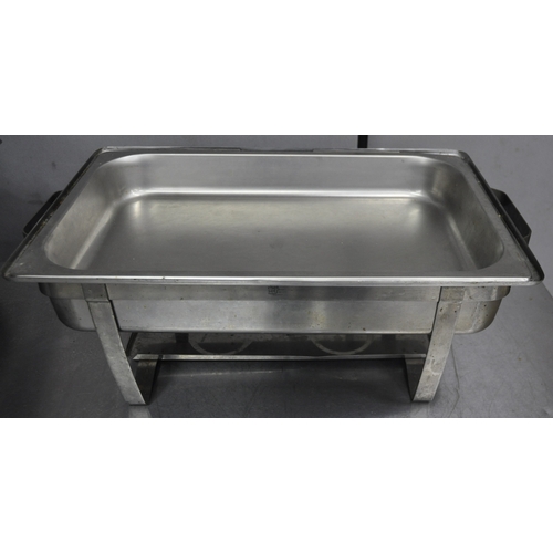 32 - 3 CHAFING DISHES / HOT FOOD TRAYS -2 STANDARD 1 CIRCULAR