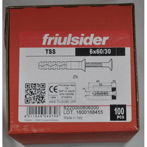 54 - BOX OF FRIULSIDER TSS 6 x 60/30 FIXINGS 1000 PER BOX.  WITH OPTION OF LOT 55