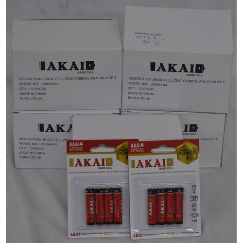 60 - 5 BOXES AKAI AAA BATTERIES