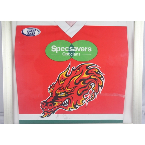 70 - FRAMED CARDIFF DRAGONS (2007-08) ICE HOCKEY JERSEY