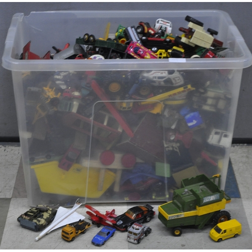 85 - CRATE OF PLAYWORN TOY VEHICLES