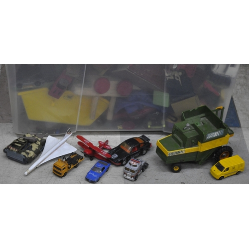 85 - CRATE OF PLAYWORN TOY VEHICLES