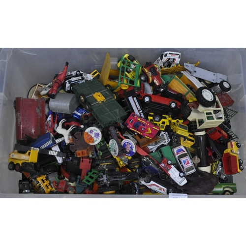 85 - CRATE OF PLAYWORN TOY VEHICLES