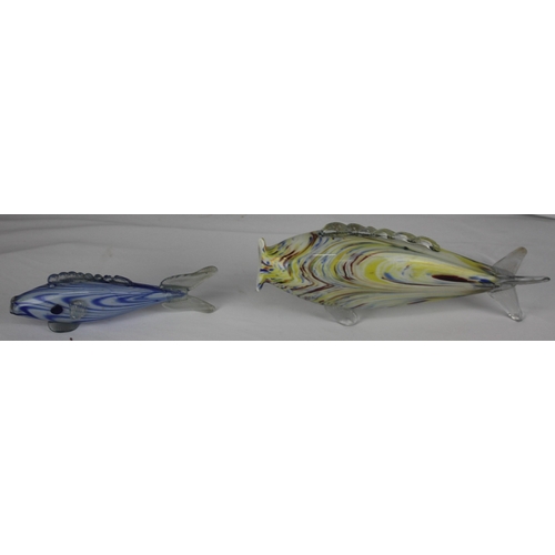 92 - 3 COLOUR GLASS FISH ORNAMENTS