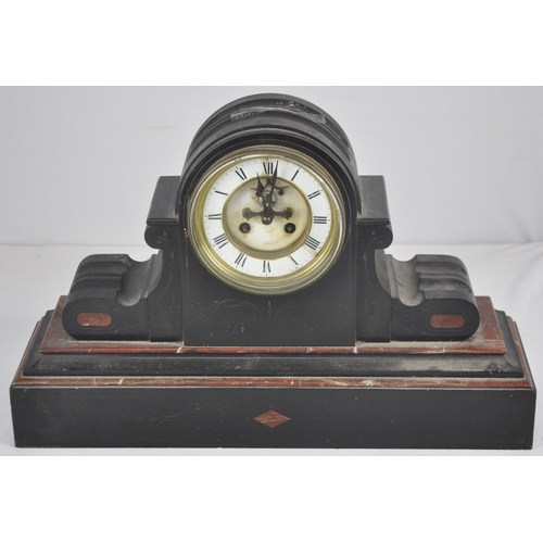 108 - LARGE MARBLE MANTLE CLOCK WITH KEY