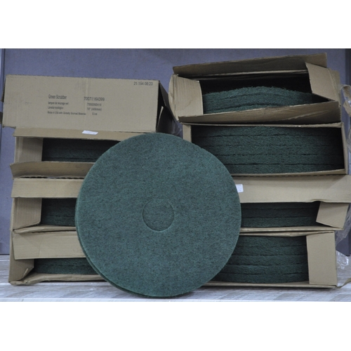 117 - 8 BOXES OF GREEN SCRUBBER FLOOR PADS