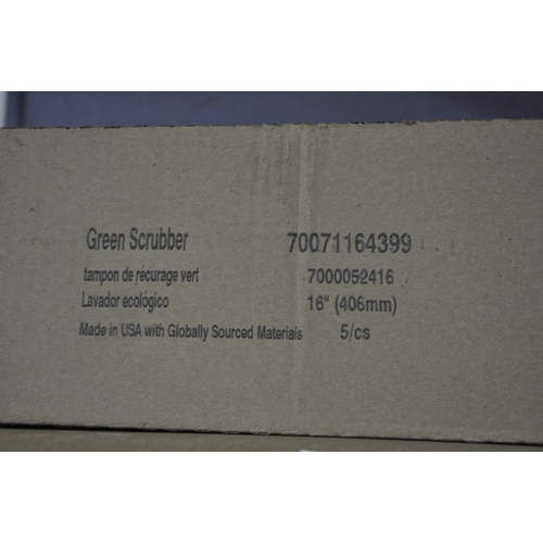 117 - 8 BOXES OF GREEN SCRUBBER FLOOR PADS