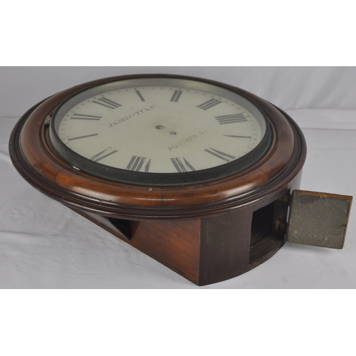 132 - WALL CLOCK CASE AND FACE (NO MOVEMENT) BY J COCKETT & CO PONTYPRIDD