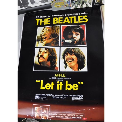 136 - BEATLES PRINT ON CANVAS, BEATLES POSTERS, PICTURES AND BOOK