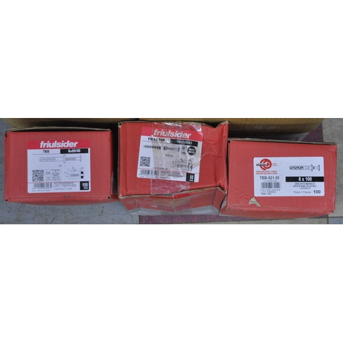 162 - 8 BOXES OF FRIULSIDER TBB8x80/40 (150 PIECES), 1 BOX OF FRIULSIDER 10x135/65 (50 PIECES) AND 1 BOX F... 