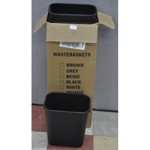 169 - 2 NEW BENTLEY 30L STAINLESS STEEL PEDAL BINS AND 15 PLASTIC WASTE BASKETS