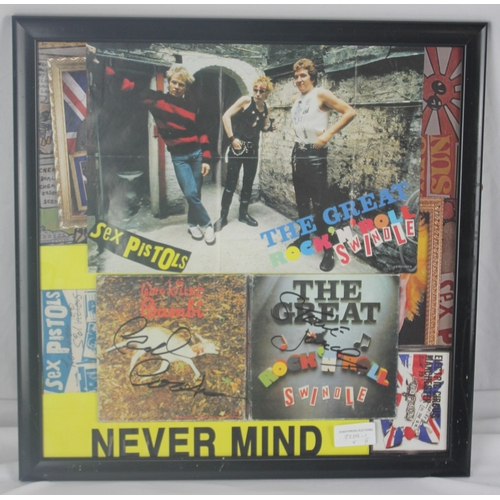 171 - FRAMED IRON MAIDEN STAMPS, FRAMED SEX PISTOLS ARTWORK