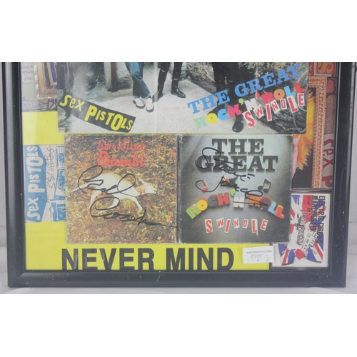 171 - FRAMED IRON MAIDEN STAMPS, FRAMED SEX PISTOLS ARTWORK