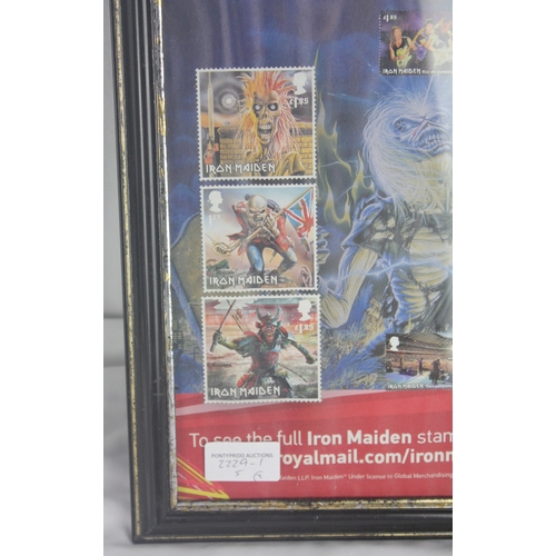 171 - FRAMED IRON MAIDEN STAMPS, FRAMED SEX PISTOLS ARTWORK