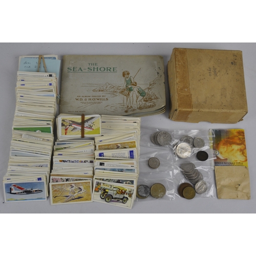 200 - VARIOUS CIGARETTE CARDS, FOREIGN COINS AND BANK NOTES