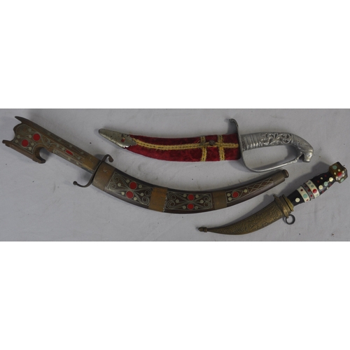 201 - THREE INDIAN ORNATE DAGGERS -  BLADES 8