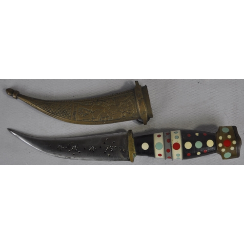 201 - THREE INDIAN ORNATE DAGGERS -  BLADES 8